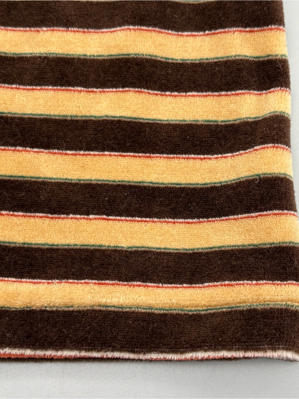 JCPenney Velour Shirt Mens Large Vintage 1970s Disco Hipster Skate Brown Striped - Picture 7 of 7